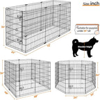 Yaheetech 34" High 8 Panel Foldable Metal Dog Exercise Pen Pet Playpen Dog Fence Outdoor & Indoor Use for Small Animals with Door Black