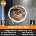 K&H Pet Products Thermo-Kitty Bed Heated Cat Beds for Large Indoor Cats & Dogs, Calming Warming Pillow Pet Bed, Machine Washable, Removable Heater, Safety Listed - Large 20" Round Sage/Tan