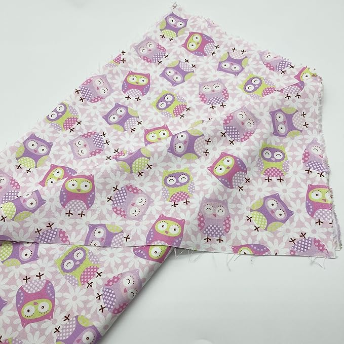 1 Yard (Pre-Cut) 43" x 36" (109cm x 92cm) Premium Floral Cotton Quilting Sewing Fabric, DIY Sewing Patchwork Supplies for Face mask Clothing Handmade Craft&Home Decoration (Owl)
