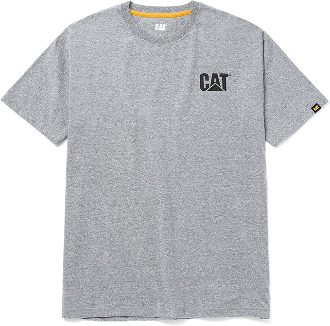 CAT Men's Trademark T-Shirts with Shape-Retention Rib Trim Spandex, Tagless Neck, and Cat Logo on Left Chest