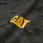 Caterpillar Trademark Banner Long Sleeve Tee Shirts for Men with Center Back Neck Wire Management Loop and Cat Workwear Logo