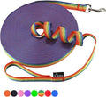 Hi Kiss Dog/Puppy Obedience Recall Training Agility Lead - 15ft 20ft 30ft 50ft 100ft Training Leash - Great for Training, Play, Camping, or Backyard (50 Feet, Rainbow)