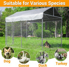 Outdoor Dog Kennel Large with Roof, Dog Run Enclosure, Large Outside Heavy Duty Dog Pens House Pet Playpen with Galvanized Chain Link Waterproof Cover (10'Lx6'Wx7.65'H)