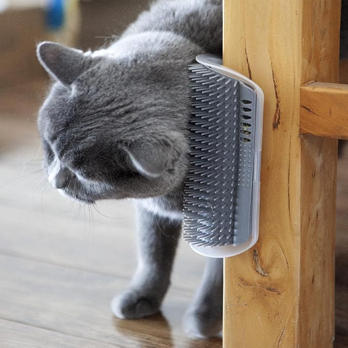 Cat Self Groomer, Extended (6.1"), 2 Pack, Pink, Wall Corner Self Grooming Brush for Indoor Cats, Kitten, Long Short Fur, Massage Comb