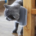 Extended (6.1") 2 Pack Self Grooming Cat Brush - Wall Corner Scratcher with Massage Combs for Long and Short Fur Cats, Kittens (Grey)