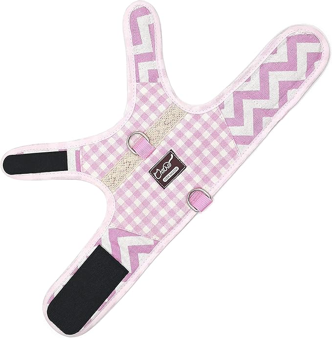 Cat Harness and Leash for Walking Escape Proof, Adjustable Cat Vest Harness, Padded Stylish Cat Walking Jackets, Pink Plaid, Small