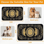 Dog Bowl Mat,Moon Sun Pet Feeding Mat for Floors Waterproof,Boho Vintage Absorbent Dogs Placemat for Food and Water Quick Dry Pet Cat Feeding Mats with Non Slip Bottom 16" x 24"
