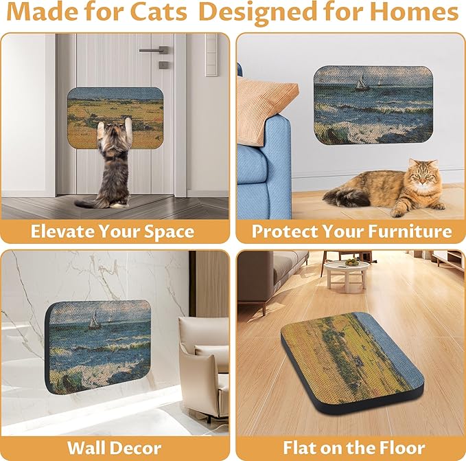 2 Pack Art Cat Scratcher, Wall-Mountable Cat Scratch Pad, Cat Wall Scratcher 16.7x11x1 Inch Cat Scratching Board for Indoor Cats Toy (Series3)