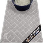 GORILLA GRIP Cat Litter Box Mat, 47x35, Water Resistant, US Designed Kitty Litter Trapping Mats, Easy to Clean, Scatter Control, Less Mess and Clean Floors, Kitten Supplies for Indoor Cats, Light Gray