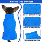 Dog Sweaters for Small Dogs Winter Dog Clothes Turtleneck Puppy Sweater Warm Pet Clothes Knitted Solid Cat Sweater Dogie Outfit XS~L(L-Blue,XS)
