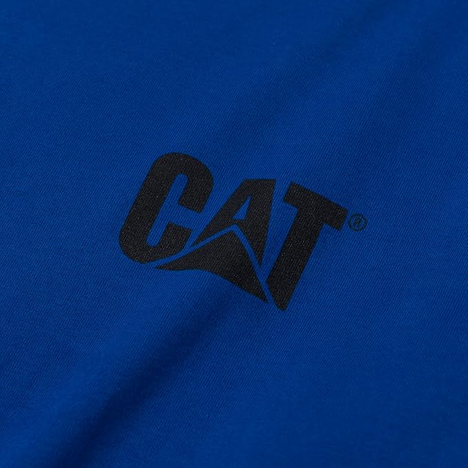 Caterpillar Trademark Banner Long Sleeve Tee Shirts for Men with Center Back Neck Wire Management Loop and Cat Workwear Logo