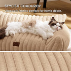 Bedsure ComfyFleece™ Cute Cat Couch for Pets - As Seen on TV on Good Day New York, Fuzzy Cats beds for Indoor Cats with Removable Washable Cover, Supportive Pet Sofa, 24inch, Sandy Beige
