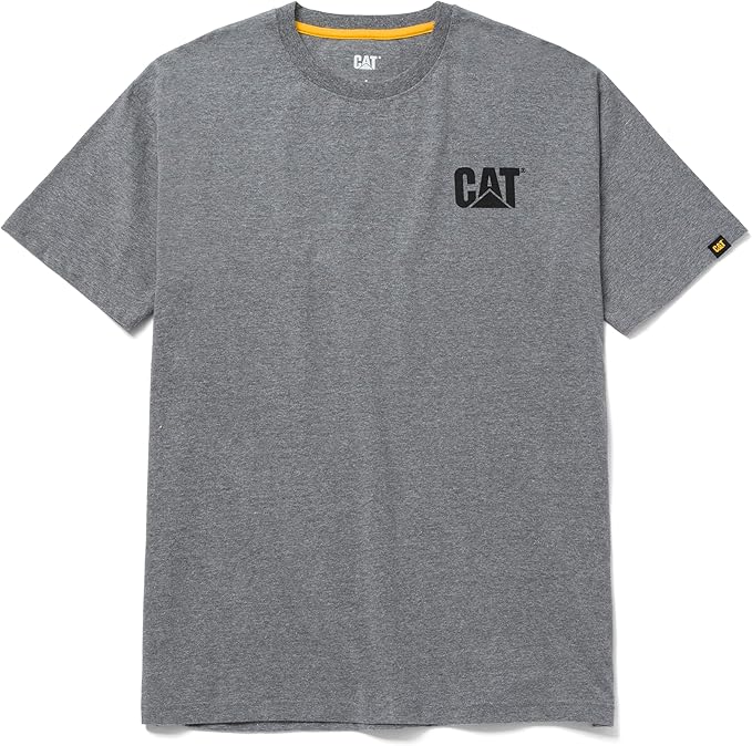 CAT Men's Trademark T-Shirts with Shape-Retention Rib Trim Spandex, Tagless Neck, and Cat Logo on Left Chest