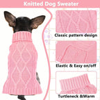 Dog Sweaters for Small Dogs Winter Dog Clothes Turtleneck Puppy Sweater Warm Pet Clothes Knitted Solid Cat Sweater Dogie Outfit XS~L(Light Pink,L)