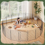 Yaheetech Expandable Dog Playpen, 16 Panel 32 inch Puppy Playpen with Door Indoor/Outdoor Pet Fence for Small Medium Dogs
