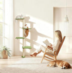 Tall Cat Scratching Posts,4 Tier Corner Cats Tree, Wall Mounted Kitten Tower,Carpeted Climbing Wall for Indoor Kitty Perching,Playing and Lookout(Green)