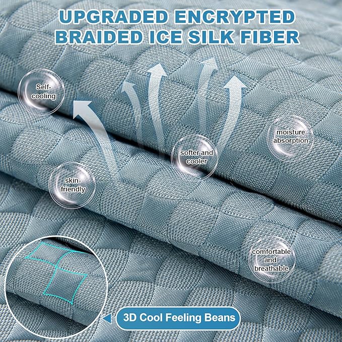 OTOB Cooling Dog Couch Cover Ice Silk Fiber, Washable & Non Slip Sofa Slipcovers Pet Mat, Soft Dog Bed Couch Cover Cooling Mat, Durable Pet Friendly Furniture Protector Covers(Blue, 43"*82")