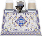 Glittme Cat Litter Mat with Non-Slip Bottom Litter Box Mat 40"x30" Litter Trapping Mat Easy to Clean Washable Cat Food Mat for Kitty,XL