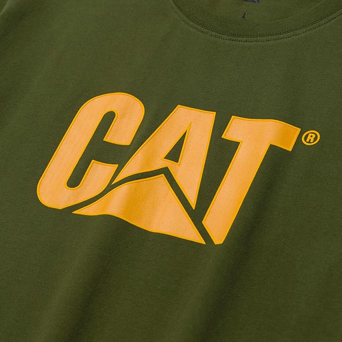 CAT Men's Trademark T-Shirts with Shape-Retention Rib Trim Spandex, Tagless Neck, and Cat Logo on Left Chest