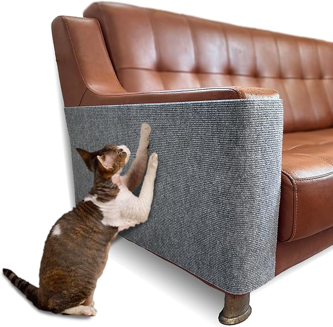 Self Adhesive Cat Scratch Mat to Protect Furniture,16 x 78 in, Couch Protector from Cat Claws Scratching (Gray)