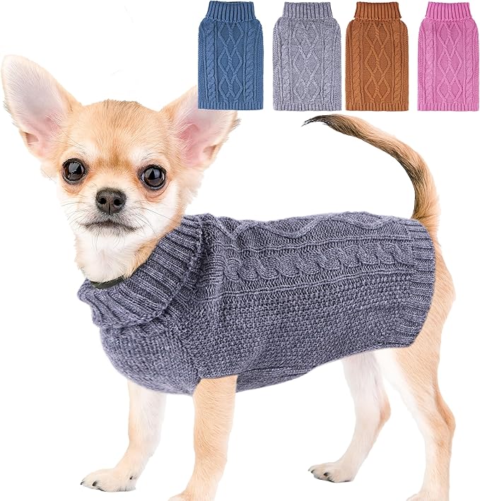 Dog Winter Clothes for Small Dogs - Warm Puppy Sweater for Dachshund, Girl Boy Knitted Pet Clothes, Sleeveless Cat Sweater, Doggy Outfit (Grey, Medium)