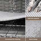 Cat Litter Box Enclosure with Soft Litter Mat; Hidden Kitten Washroom Furniture with Door; Handwoven Rattan Cat House with Large Space; Pet Crate for Living Room, Bedroom, Balcony (Grey)