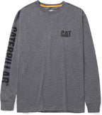 Caterpillar Trademark Banner Long Sleeve Tee Shirts for Men with Center Back Neck Wire Management Loop and Cat Workwear Logo