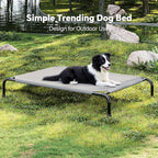 Simple Trending Raised Dog Bed for Large Dogs, Waterproof XL Dog Cot, Outdoor Cooling Elevated Pet Bed Load 200lb, 47.75" x 30.5", Grey