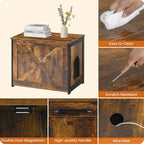 Dwanton Cat Litter Box Furniture Hidden, Cat Litter Box Enclosure, Reversible Entrance Can Be on Left or Right Side, Indoor Cabinet, Wooden Washroom, End Table, Nightstand, Rustic Brown, 27.6" L