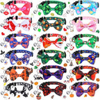 Kacctyen 18 Pcs St. Patrick's Day Cat Collars Bulk Holiday Cat Collars with Bow Tie 4th of July Patriotic Decoration Kitty Breakaway Adjustable Pet Kitten Bowtie Decor(Small)