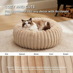 Bedsure ComfyFleece™ Cat beds for Indoor Cats - Donut Dog Beds for Small Dogs with Corduroy Fleece & Anti Slip Bottom, Faux Fur Pet Beds with Washable Removable Cover, Sandy Beige, 20x20x6 inches