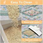 Glittme Cat Litter Mat with Non-Slip Bottom Litter Box Mat 24"X15" Litter Trapping Mat Easy to Clean Washable Cat Food Mat for Kitty,S