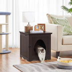 Yaheetech Cat Litter Box Enclosure, Litter Box Furniture Hidden with Towel Bar, Wooden Pet Washroom, Dog Proof Cat Litter Box Cabinet, Indoor Pet House, Side End Table, Espresso
