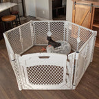 MyPet North States Petyard Plus: 5.5 Ft. Wide Folding Dog Playpen Indoor or Outdoor. 6-Panel Freestanding Play Pen Dog Gate Made in USA. 26" Tall, Light Gray