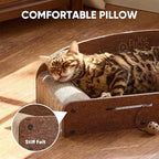FUKUMARU 26 Inch Cat Scratcher Bed, 2 Reversible Cardboard Cat Scratch Pads Refill for Indoor Cats, Durable Large Cats Scratching Bed Sofa Couch Lounger with Fun Toys, Furniture Protector, Caramel