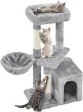 Yaheetech 34.5in Scratching Post, Cat Scratchers for Indoor Cats and Kittens, Multifunctional Activity Post w/Sisal Rope＆Dangling Ball＆Large Condo, Light Gray