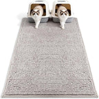 Pieviev Chenille Cat Litter Mat for Litter Box, 48"x36" Soft Ultra Absorbent Mat, Waterproof & Non-Slip, Easy to Clean Litter Trapping Mat for Indoor Cats, Gray