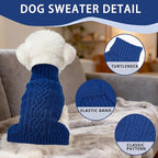 Dog Sweaters for Small Dogs Cute Knitted Chihuahua Clothes Warm Dog Clothes Winter Turtleneck Puppy Sweater XS Doggy Pullover Coat Sleeveless Cat Sweater(Navy Blue, X-Small)