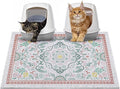 Glittme Cat Litter Mat with Non-Slip Bottom Litter Box Mat 33"X22" Litter Trapping Mat Easy to Clean Washable Cat Food Mat for Kitty,L