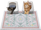 Glittme Cat Litter Mat with Non-Slip Bottom Litter Box Mat 33"X22" Litter Trapping Mat Easy to Clean Washable Cat Food Mat for Kitty,L