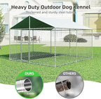 10'x10' Large Outdoor Dog Kennel, Heavy Duty Dog Enclosure with Roof, Weather Resistant Cover and Security Lock(124"x124")