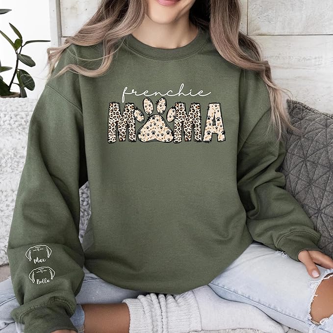 Personalized Dog Breed Mama Sweatshirt, Custom Paw Print Sweater, Cozy Pet Lover Outfit, Unique Gift