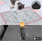 Glittme Cat Litter Mat with Non-Slip Bottom Litter Box Mat 24"X15" Litter Trapping Mat Easy to Clean Washable Cat Food Mat for Kitty,S
