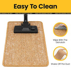 Cat Scratcher Mat,Sisal Cat Scratch Pad with Hook&Loop Tape,Wall Floor Kitten Scratching Pads Rug for Indoor,Furniture Protector for Couch&Carpets&Sofas,Kitty Bithday Gifts,Medium,Brown,2 Pack