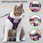 Dog Harness with Airtag Holder for Small Dogs, Puppy, Cats - No Pull Step in Small Dog Harness and Reflective Dog Leash Set for Walking Training Travel Grooming Outdoor