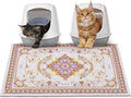 Glittme Cat Litter Mat with Non-Slip Bottom Litter Box Mat 33"X22" Litter Trapping Mat Easy to Clean Washable Cat Food Mat for Kitty,L
