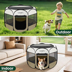 Love's cabin Pet Puppy Dog Playpen, Large Dog Tent Crates Cage Indoor/Outdoor, Portable Playpen for Cat, Foldable Pop Up Dog Kennel Playpen with Carring Case, Removable Zipper Top, Khaki