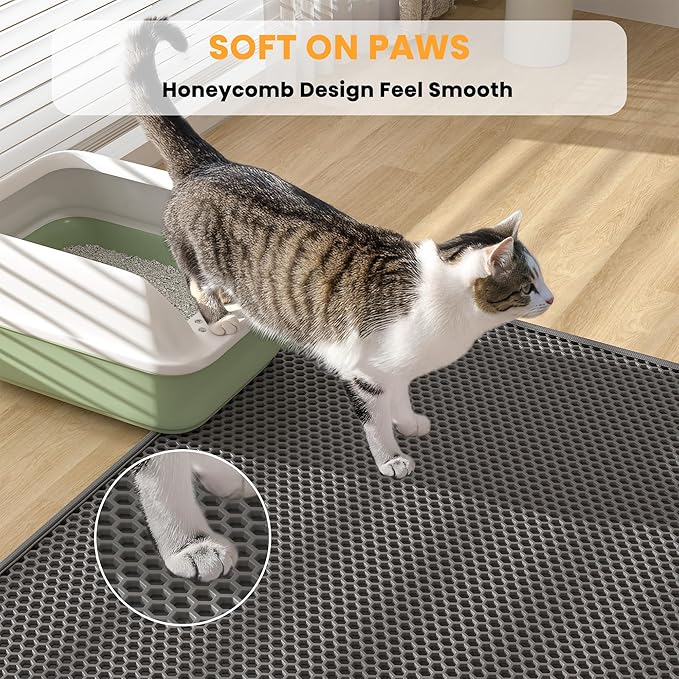 Pieviev 2 Packs Cat Litter Mat Double Layer Waterproof Urine Proof Trapping Mat (30''X24'', Black)