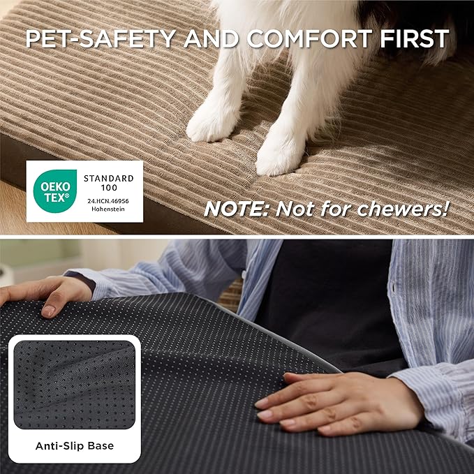 Bedsure ComfyFleece XL Dog Bed for Crate - Extra Large Orthopedic Pet Beds with Removable Washable Cover, NOT Waterproof Egg Crate Foam Mat for Pets Up to 80 lbs, 41"x27"x3.3", Not for Chewers