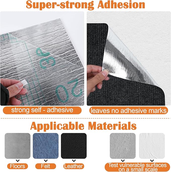 Cat Scratch Furniture Protector - 78.7" x 15.8" Trimmable Self-Adhesive Cats Claws Scratch Pads, DIY Cat Climbing Couch Protector for Scratch Post Cat Tree Replacement Indoor (Black)